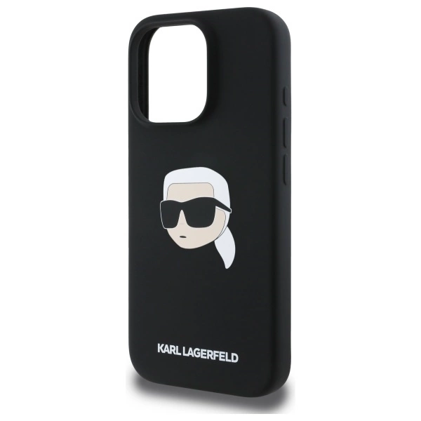 Karl Lagerfeld Silicone Karl Head Print MagSafe iPhone 16 Pro Case - Blackeng