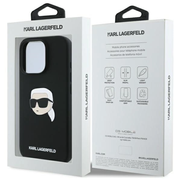 Karl Lagerfeld Silicone Karl Head Print MagSafe iPhone 16 Pro Case - Blackeng