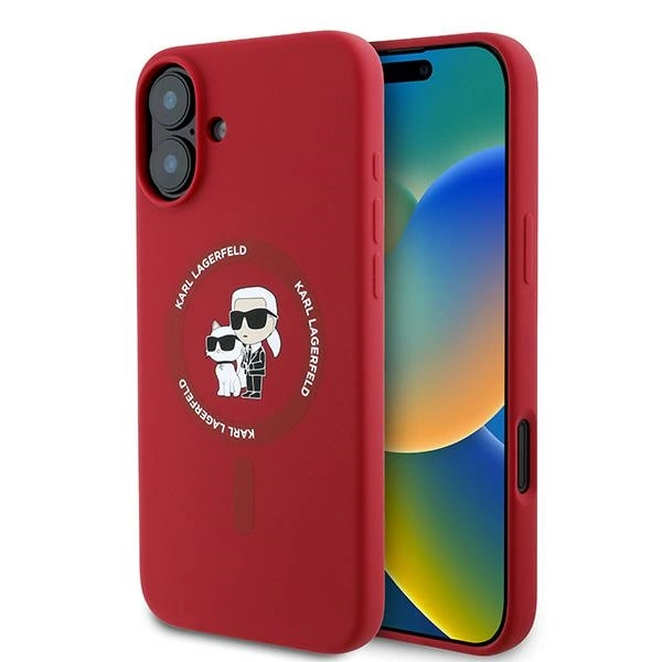 Karl Lagerfeld Silicone Karl&Choupette Heads Ring MagSafe Case for iPhone 16 Plus - Redeng
