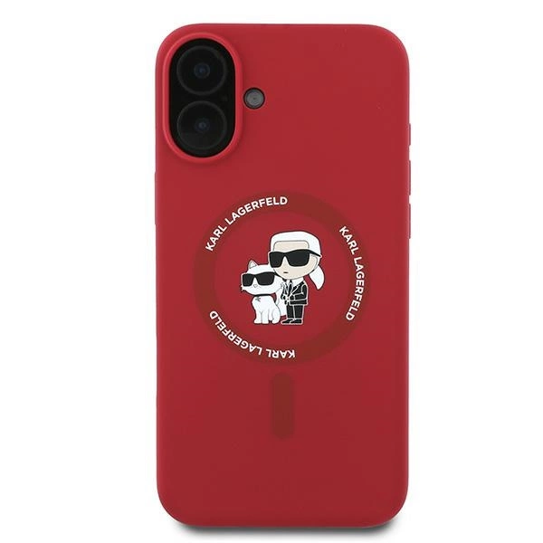 Karl Lagerfeld Silicone Karl&Choupette Heads Ring MagSafe Case for iPhone 16 Plus - Redeng