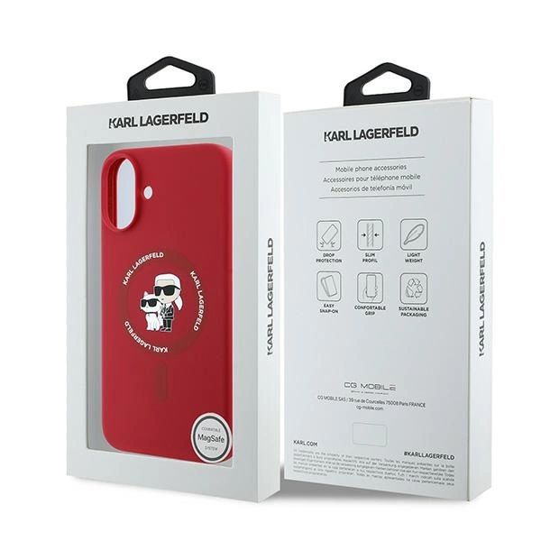 Karl Lagerfeld Silicone Karl&Choupette Heads Ring MagSafe Case for iPhone 16 Plus - Redeng