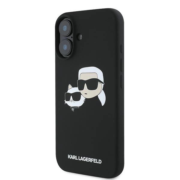 Karl Lagerfeld Silicone Case Nauble Heads Print MagSafe for iPhone 16 Plus - Blackeng