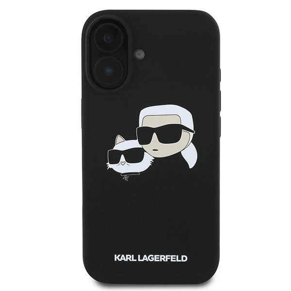 Karl Lagerfeld Silicone Case Nauble Heads Print MagSafe for iPhone 16 Plus - Blackeng