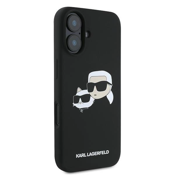 Karl Lagerfeld Silicone Case Nauble Heads Print MagSafe for iPhone 16 Plus - Blackeng