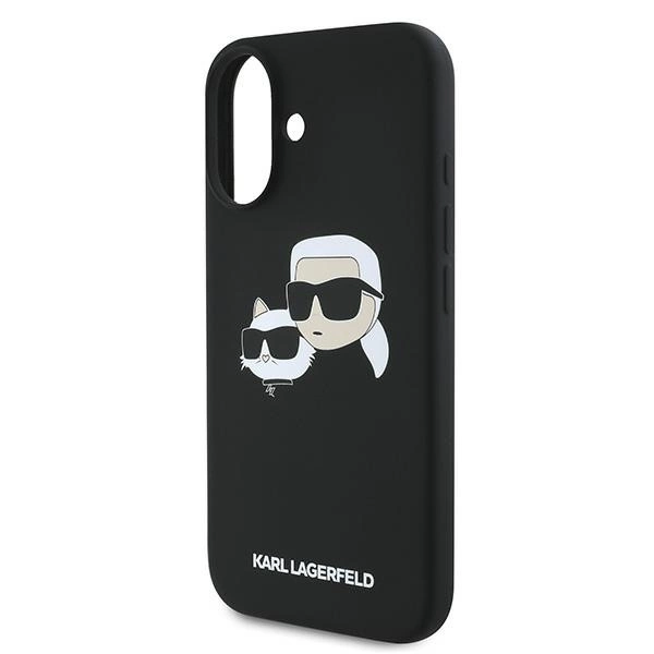 Karl Lagerfeld Silicone Case Nauble Heads Print MagSafe for iPhone 16 Plus - Blackeng