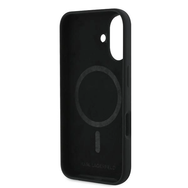 Karl Lagerfeld Silicone Case Nauble Heads Print MagSafe for iPhone 16 Plus - Blackeng