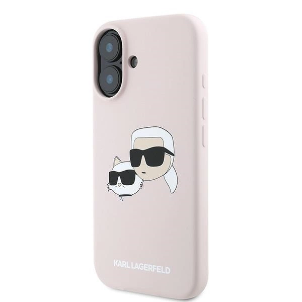 Karl Lagerfeld Silicone Case Heads Print MagSafe for iPhone 16 Plus - Pinkeng