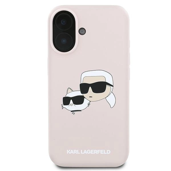Karl Lagerfeld Silicone Case Heads Print MagSafe for iPhone 16 Plus - Pinkeng