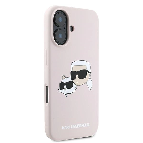 Karl Lagerfeld Silicone Case Heads Print MagSafe for iPhone 16 Plus - Pinkeng