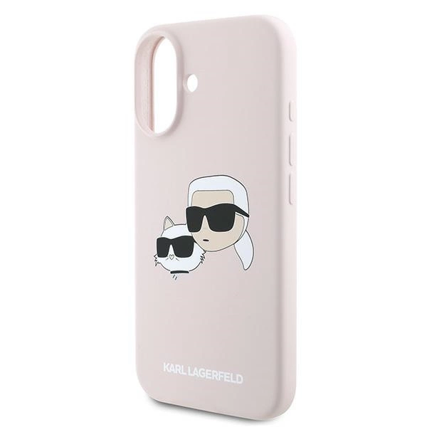 Karl Lagerfeld Silicone Case Heads Print MagSafe for iPhone 16 Plus - Pinkeng
