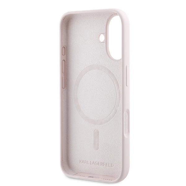 Karl Lagerfeld Silicone Case Heads Print MagSafe for iPhone 16 Plus - Pinkeng