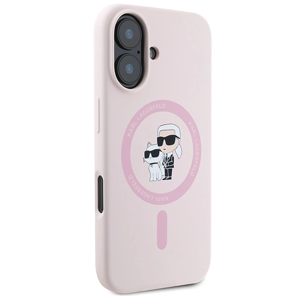 Karl Lagerfeld Silicone Karl&Choupette Heads Ring MagSafe iPhone 16 Case - Pinkeng