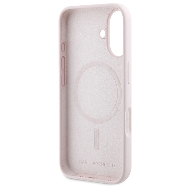Karl Lagerfeld Silicone Karl&Choupette Heads Ring MagSafe iPhone 16 Case - Pinkeng
