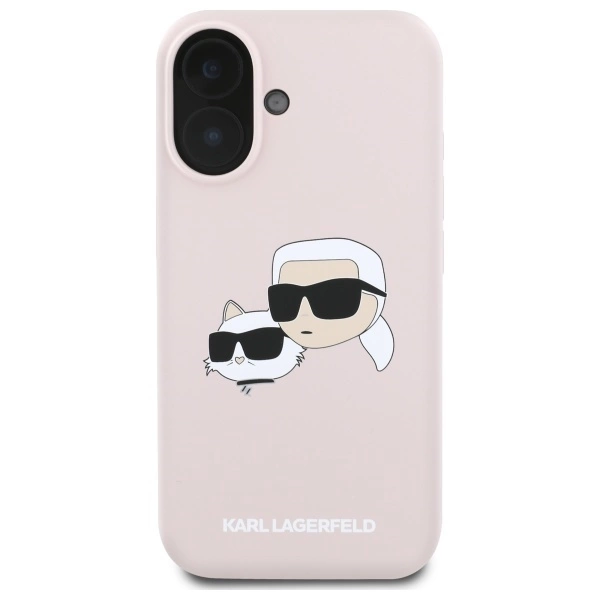 Karl Lagerfeld Silicone Case Heads Print MagSafe for iPhone 16 - Pinkeng