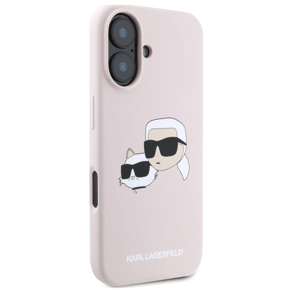 Karl Lagerfeld Silicone Case Heads Print MagSafe for iPhone 16 - Pinkeng