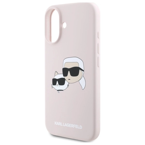 Karl Lagerfeld Silicone Case Heads Print MagSafe for iPhone 16 - Pinkeng