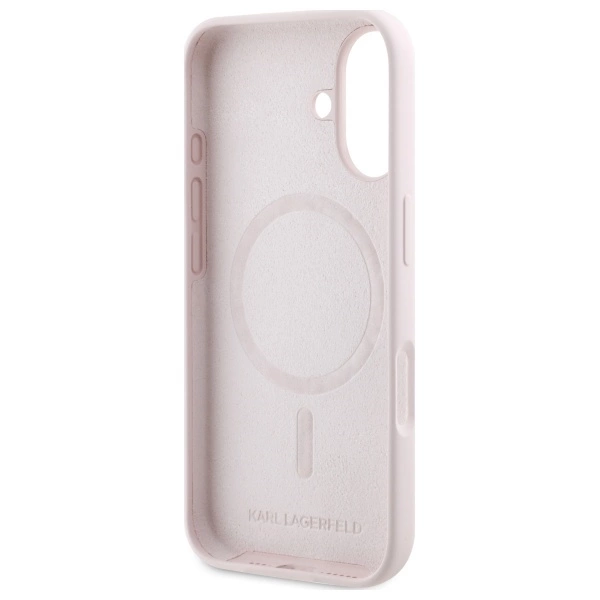 Karl Lagerfeld Silicone Case Heads Print MagSafe for iPhone 16 - Pinkeng