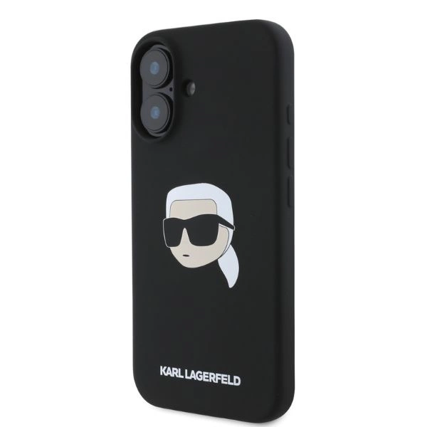 Karl Lagerfeld Silicone Karl Head Print MagSafe iPhone 16 Case - Blackeng