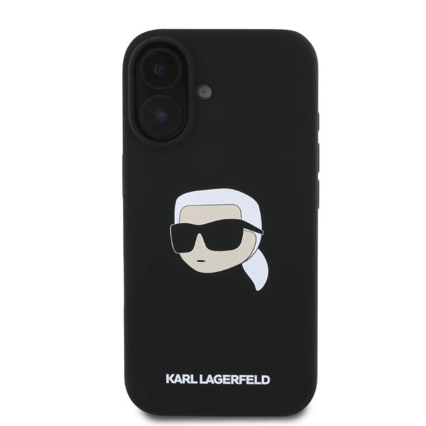 Karl Lagerfeld Silicone Karl Head Print MagSafe iPhone 16 Case - Blackeng