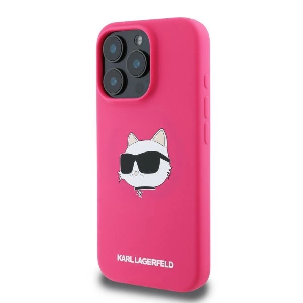 Karl Lagerfeld Silicone Choupette Head Print MagSafe iPhone 16 Pro Max Case - Fuchsiaeng