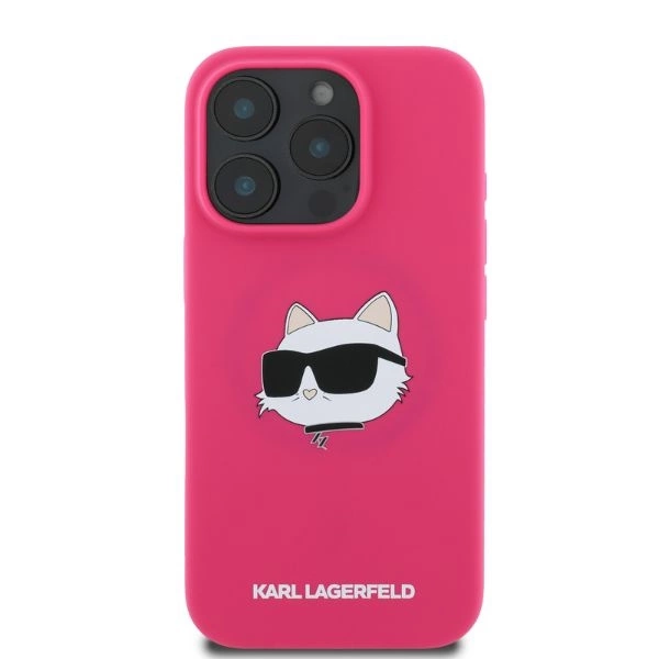 Karl Lagerfeld Silicone Choupette Head Print MagSafe iPhone 16 Pro Max Case - Fuchsiaeng
