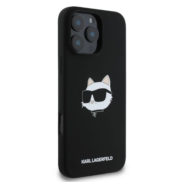 Karl Lagerfeld Silicone Choupette Head Print MagSafe Case for iPhone 16 Pro Max - Blackeng