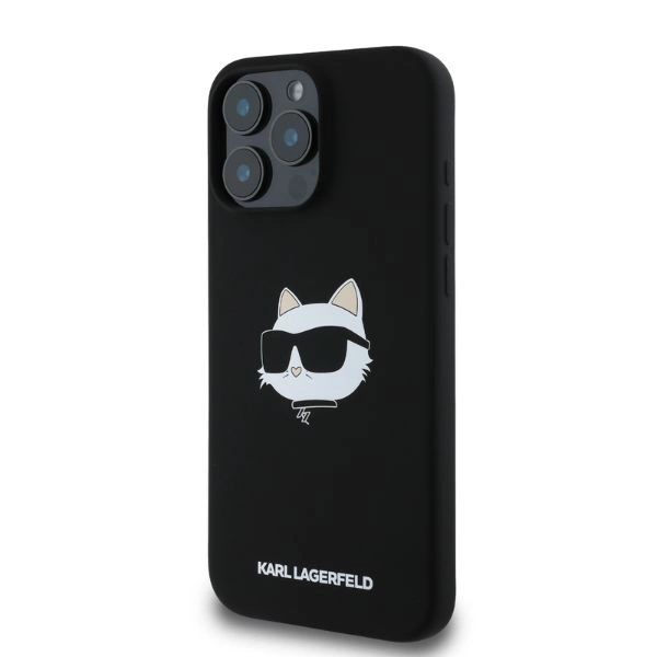 Karl Lagerfeld Silicone Choupette Head Print MagSafe Case for iPhone 16 Pro Max - Blackeng