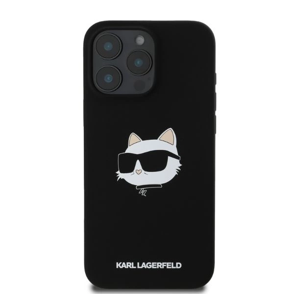 Karl Lagerfeld Silicone Choupette Head Print MagSafe Case for iPhone 16 Pro Max - Blackeng
