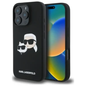 Karl Lagerfeld Silicone Case Heads Print MagSafe for iPhone 16 Pro Max - Blackeng