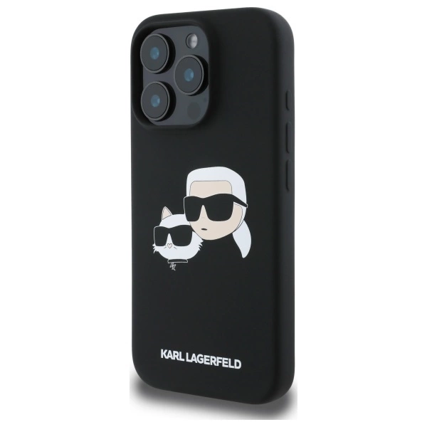 Karl Lagerfeld Silicone Case Heads Print MagSafe for iPhone 16 Pro Max - Blackeng