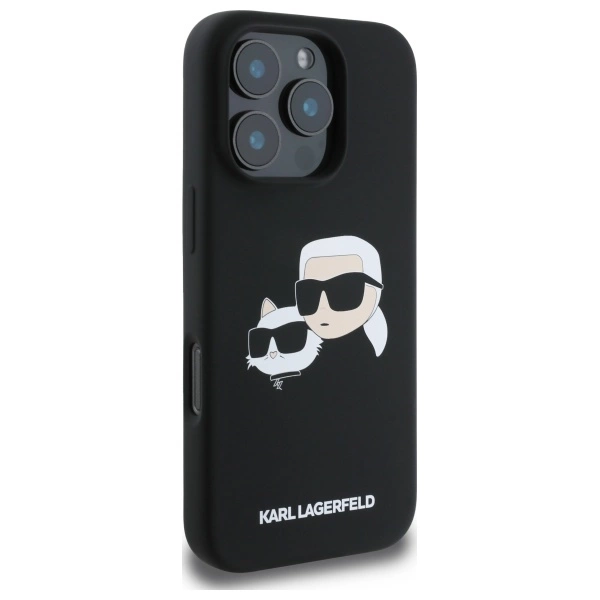 Karl Lagerfeld Silicone Case Heads Print MagSafe for iPhone 16 Pro Max - Blackeng