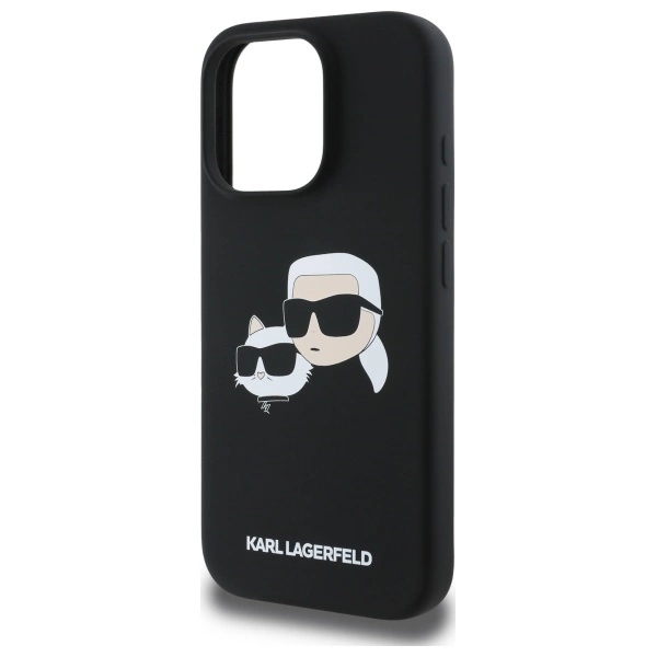 Karl Lagerfeld Silicone Case Heads Print MagSafe for iPhone 16 Pro Max - Blackeng