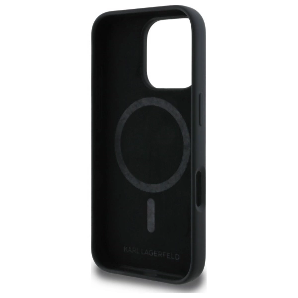 Karl Lagerfeld Silicone Case Heads Print MagSafe for iPhone 16 Pro Max - Blackeng