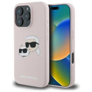 Karl Lagerfeld Silicone Case Heads Print MagSafe for iPhone 16 Pro Max - Pinkeng