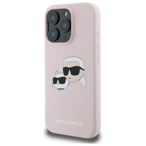 Karl Lagerfeld Silicone Case Heads Print MagSafe for iPhone 16 Pro Max - Pinkeng