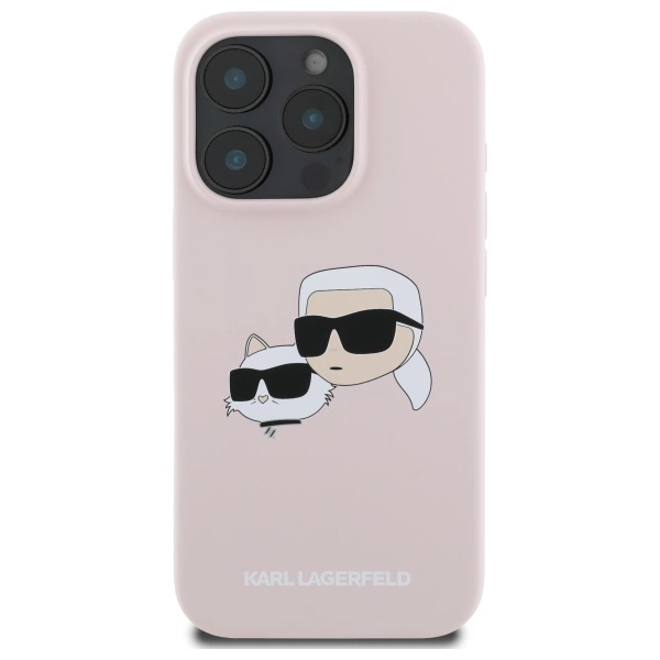 Karl Lagerfeld Silicone Case Heads Print MagSafe for iPhone 16 Pro Max - Pinkeng