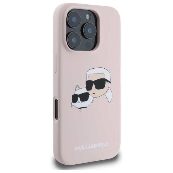Karl Lagerfeld Silicone Case Heads Print MagSafe for iPhone 16 Pro Max - Pinkeng