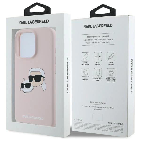 Karl Lagerfeld Silicone Case Heads Print MagSafe for iPhone 16 Pro Max - Pinkeng