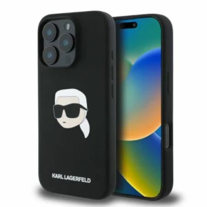 Karl Lagerfeld Silicone Karl Head Print MagSafe Case for iPhone 16 Pro Max - Blackeng