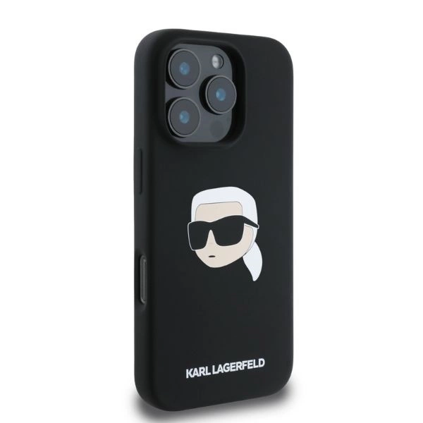Karl Lagerfeld Silicone Karl Head Print MagSafe Case for iPhone 16 Pro Max - Blackeng