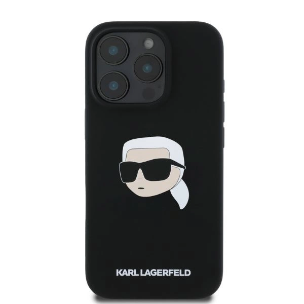 Karl Lagerfeld Silicone Karl Head Print MagSafe Case for iPhone 16 Pro Max - Blackeng