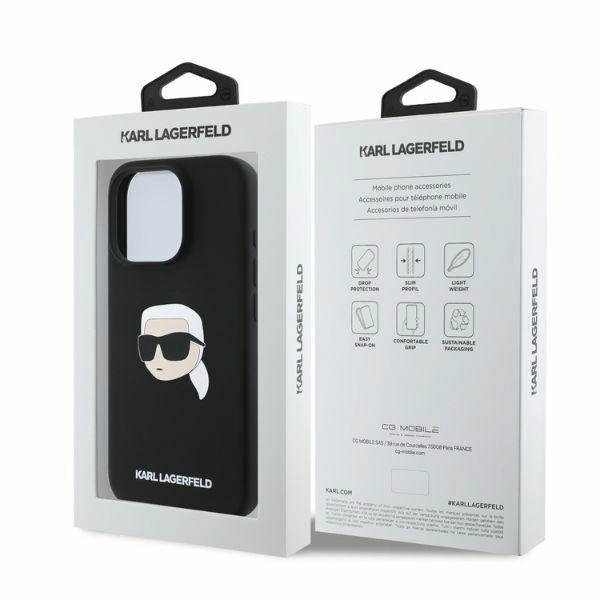 Karl Lagerfeld Silicone Karl Head Print MagSafe Case for iPhone 16 Pro Max - Blackeng