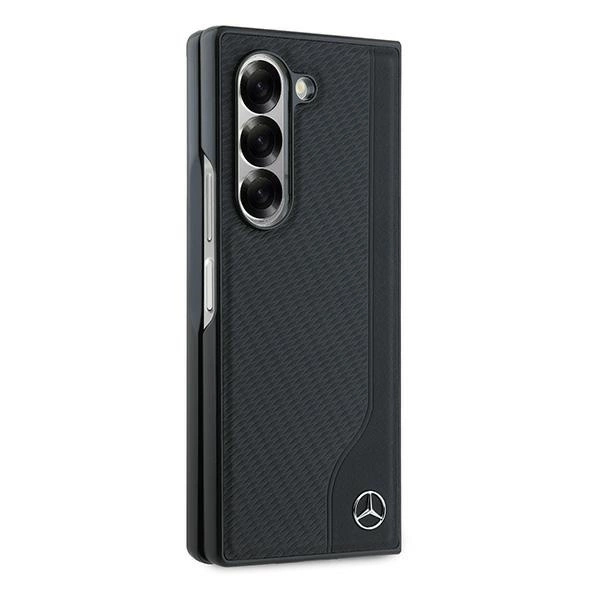 Mercedes Leather Wood Imitation MagSafe Case for Samsung Galaxy Z Fold 6 - Blackeng