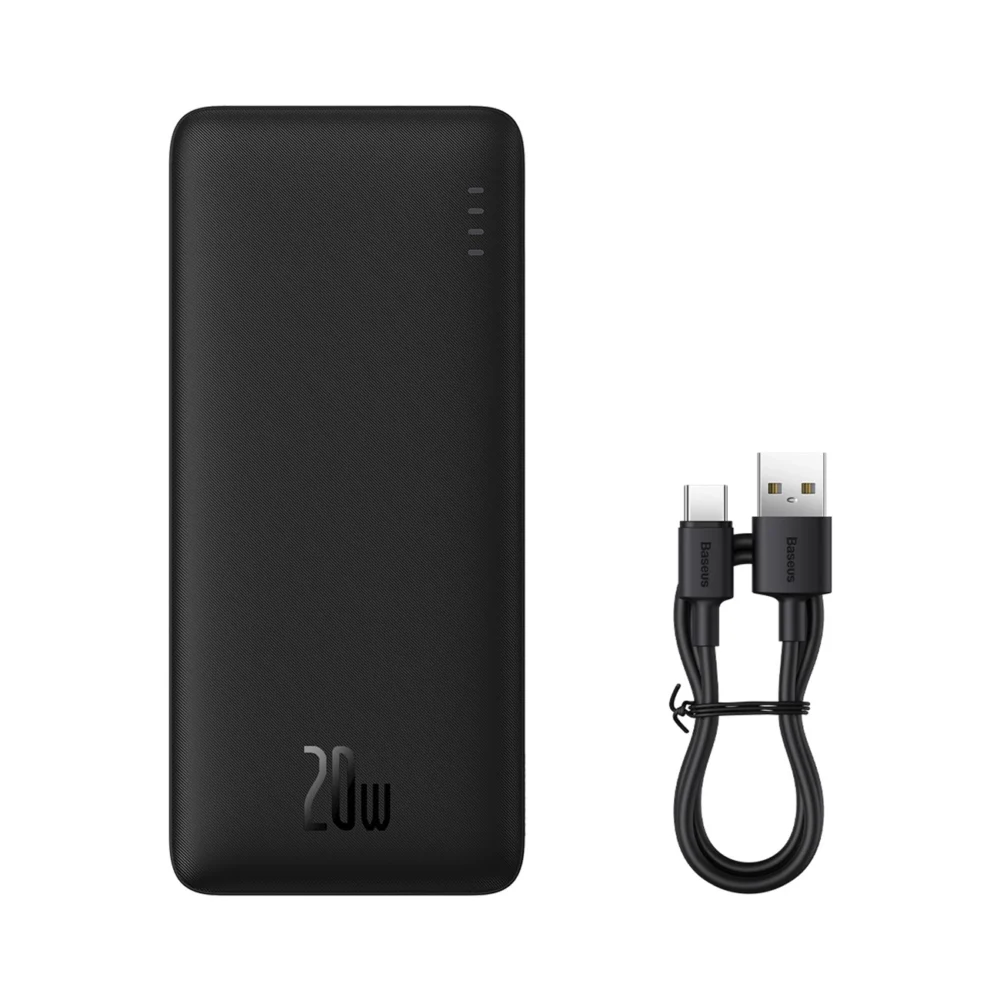 Baseus Airpow 20W 10000mAh Power Bank with Baseus Simple Series USB-A - USB-C 30cm Cable - Blackeng