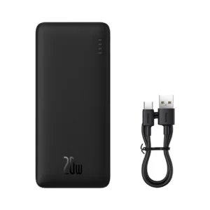 Baseus Airpow 20W 10000mAh Power Bank with Baseus Simple Series USB-A - USB-C 30cm Cable - Blackeng