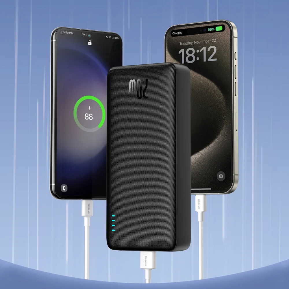 Baseus Airpow 20W 20000mAh Power Bank with Baseus Simple Series USB-A - USB-C 50cm Cable - Blackeng