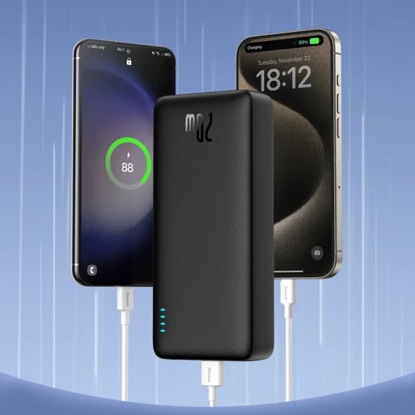 Baseus Airpow 20W 20000mAh Power Bank with Baseus Simple Series USB-A - USB-C 50cm Cable - Blackeng