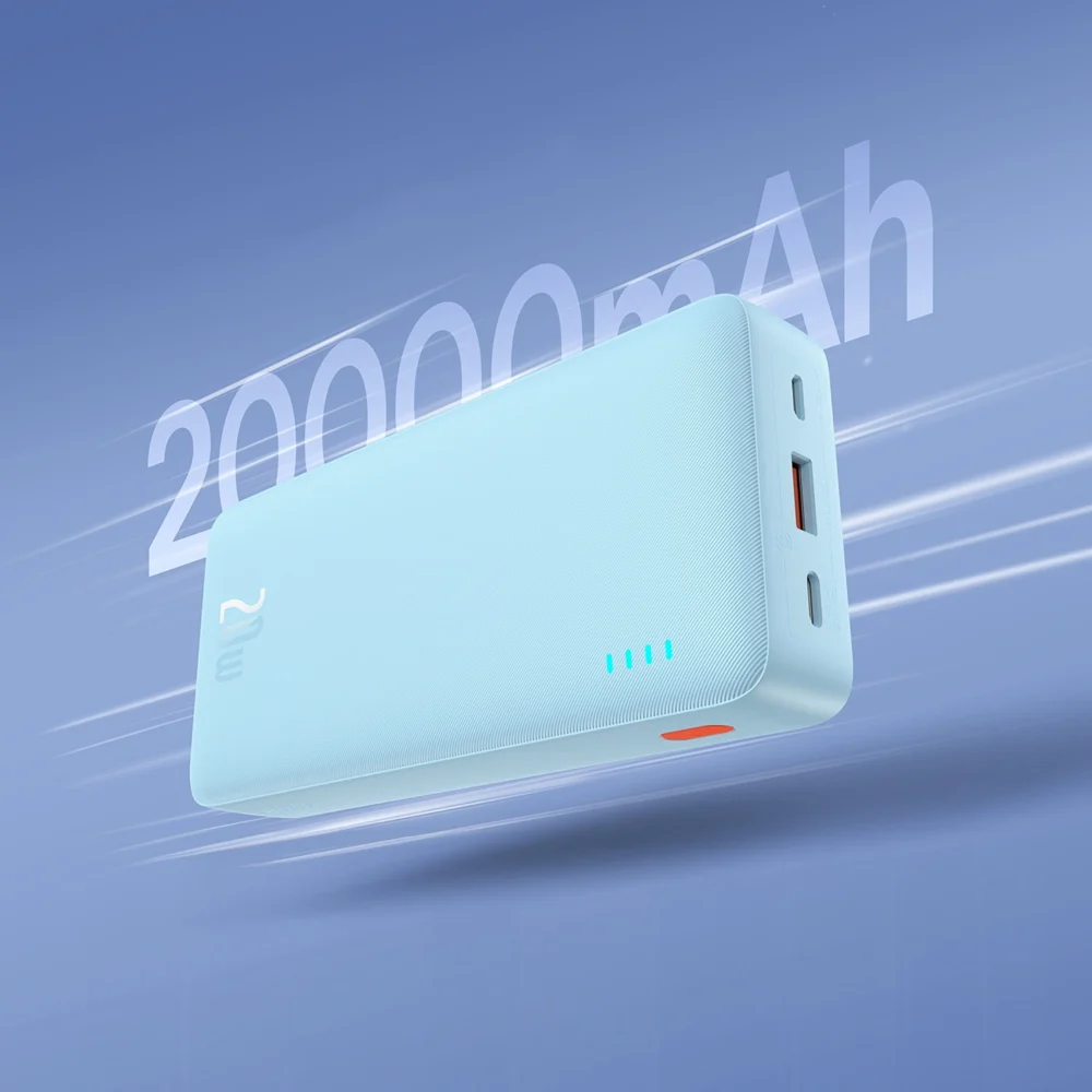 Baseus Airpow 20W 20000mAh Power Bank with White Baseus Simple Series USB-A - USB-C 50cm Cable - Blueeng