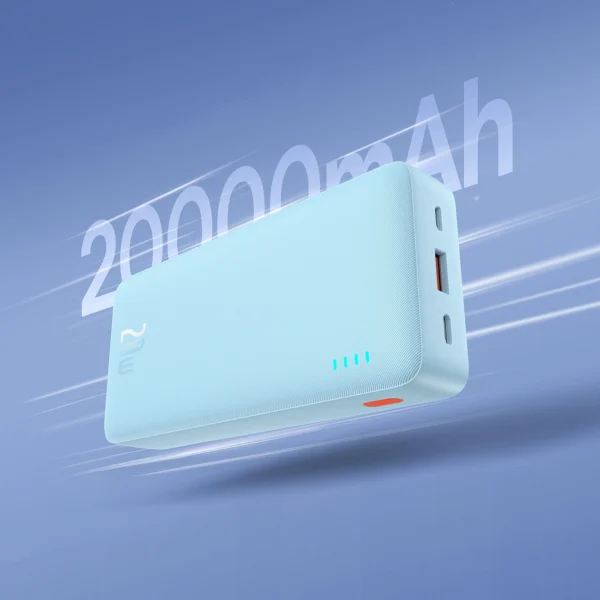 Baseus Airpow 20W 20000mAh Power Bank with White Baseus Simple Series USB-A - USB-C 50cm Cable - Blueeng