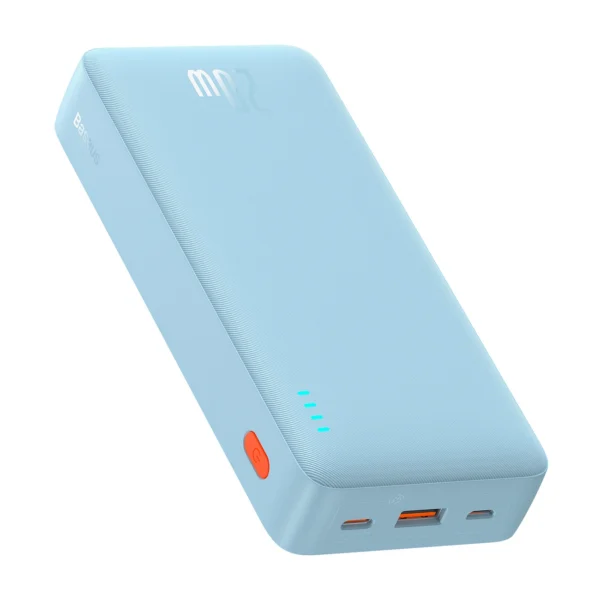 Baseus Airpow 20W 20000mAh Power Bank with White Baseus Simple Series USB-A - USB-C 50cm Cable - Blueeng